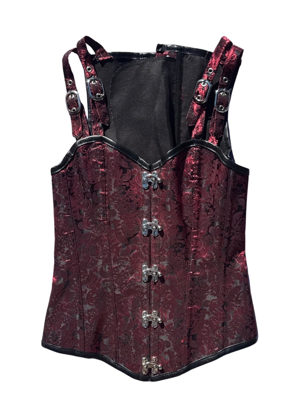 Women's Burgundy Brocade Corset Top - Unknown brand